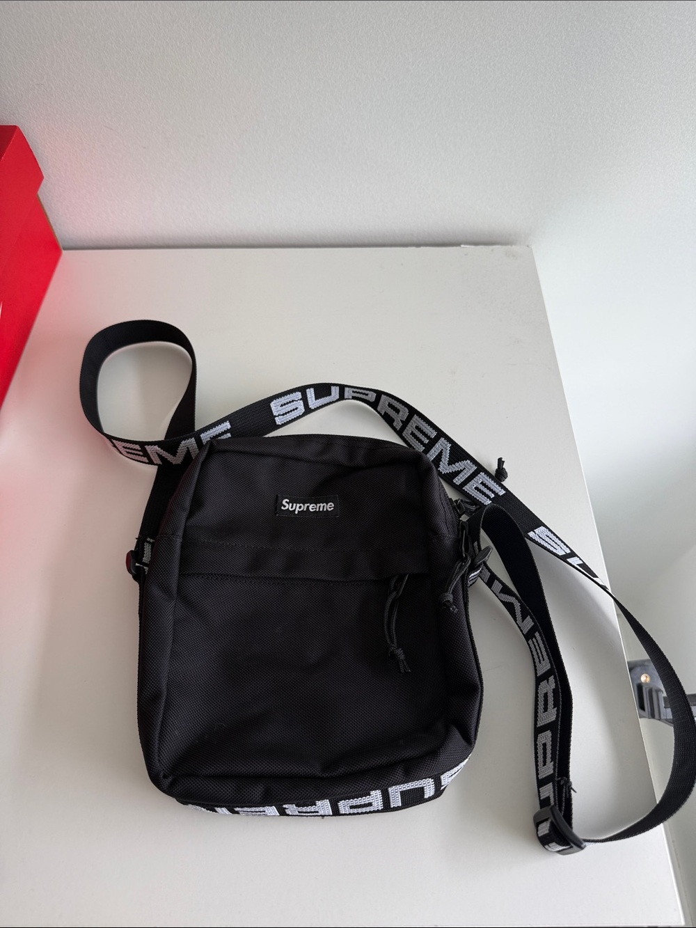 Supreme Black Small Messenger Bag with Logo Strap